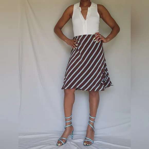 Sunny Leigh Baby blue and brown striped skirt - Picture 5 of 11